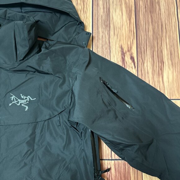 Men's Goose Down Arcteryx Logo Waterproof Warm Hooded Ski Down Jacket Size L - Picture 2 of 10